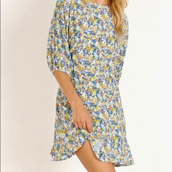 Faithfull the brand short sleeve Jeanette floral mini dress size 4 - Picture 1 of 10